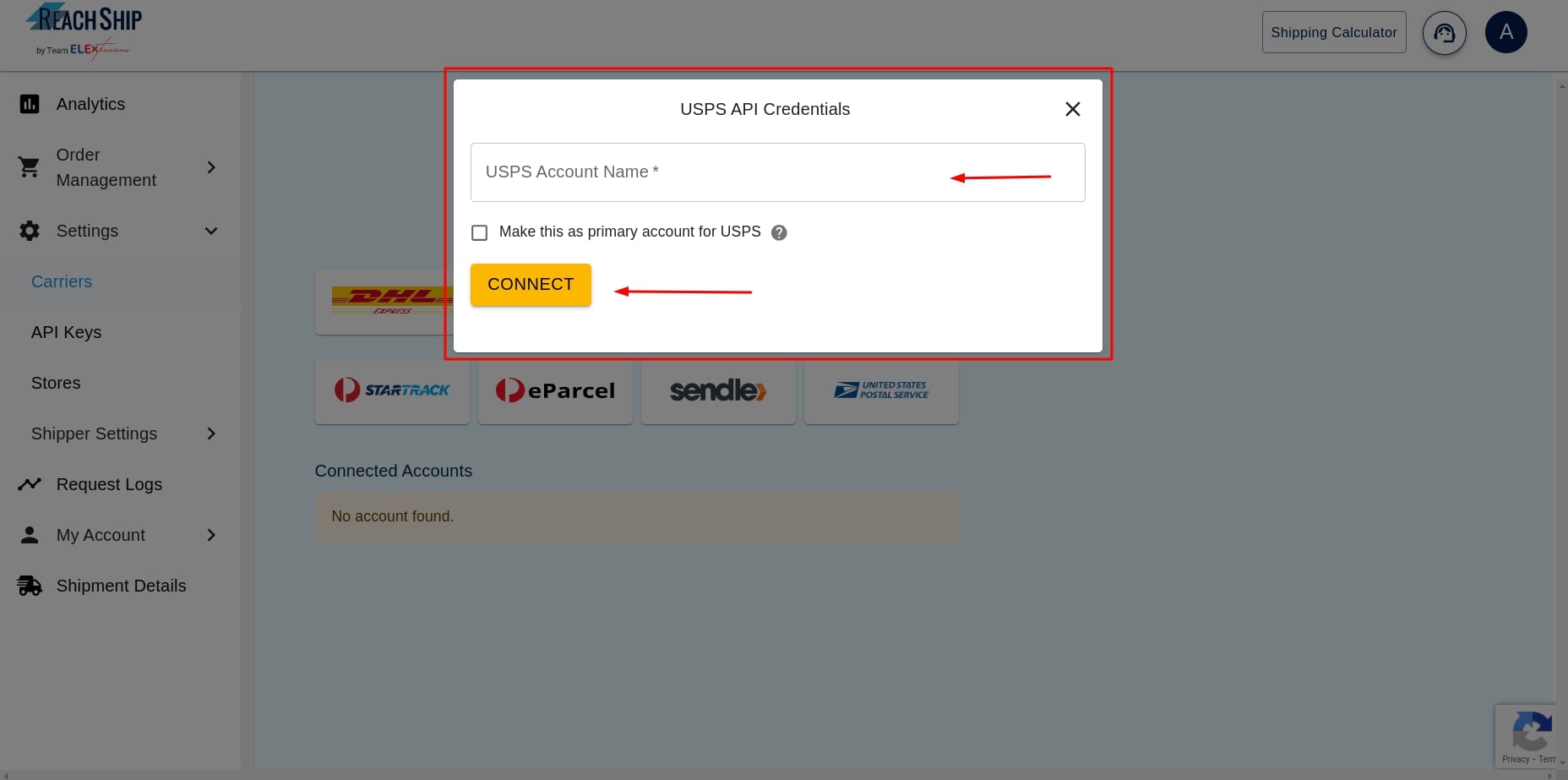 Add USPS Account name