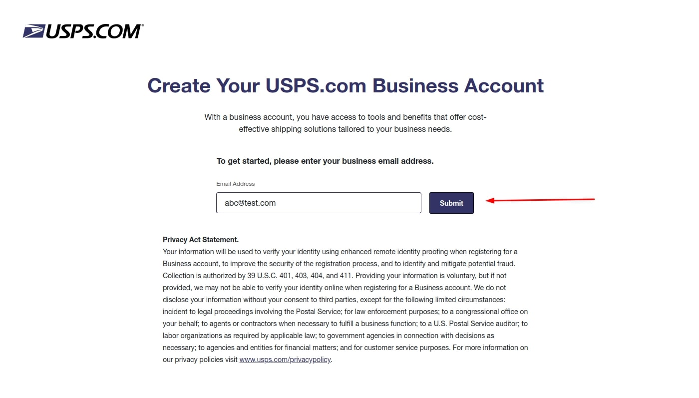 Sign up to USPS account