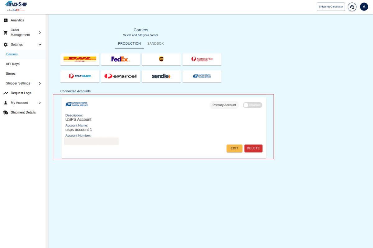 USPS Account Added to ReachShip