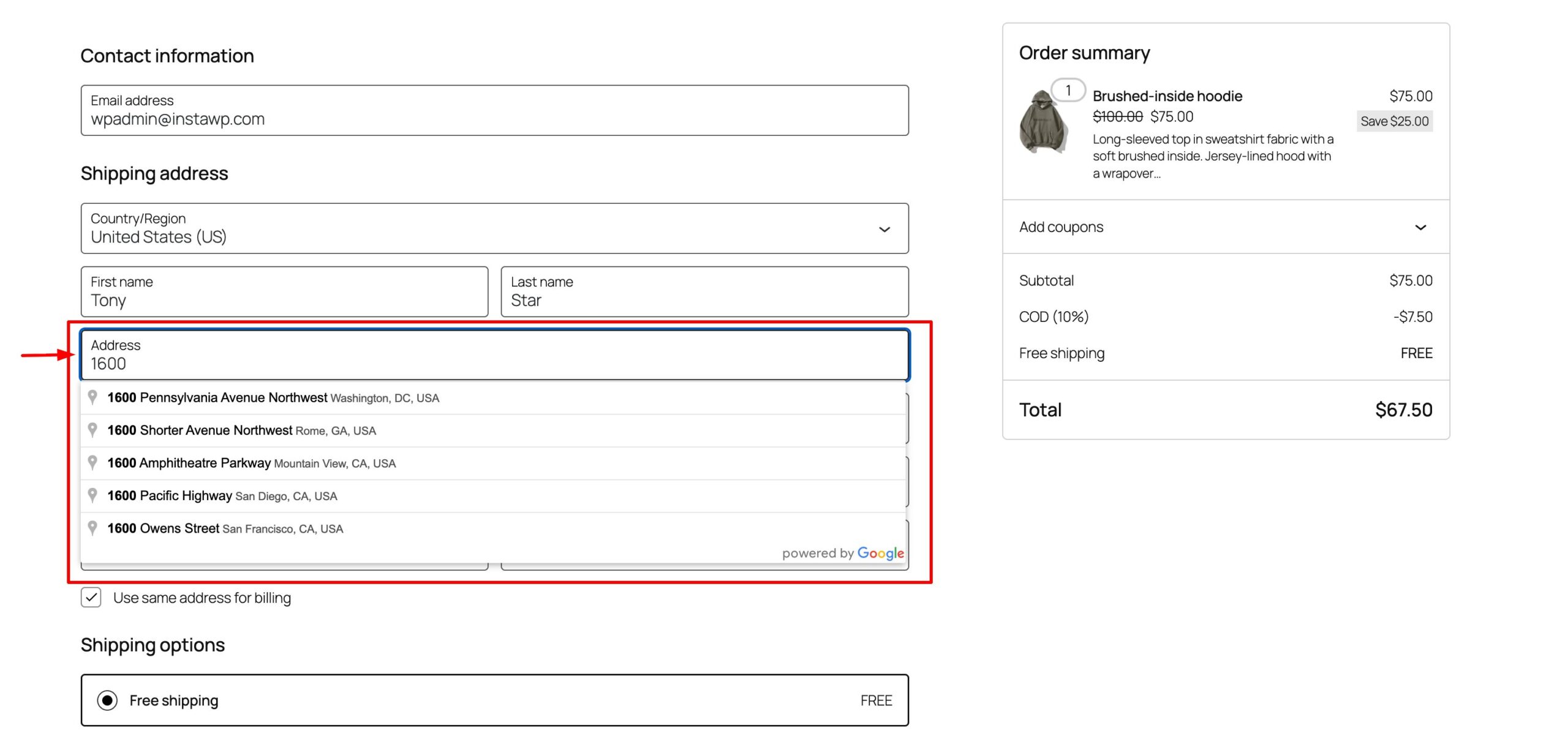 Address Autocomplete by ReachShip Plugin