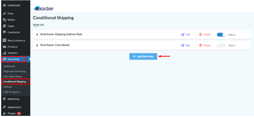 Conditional shipping