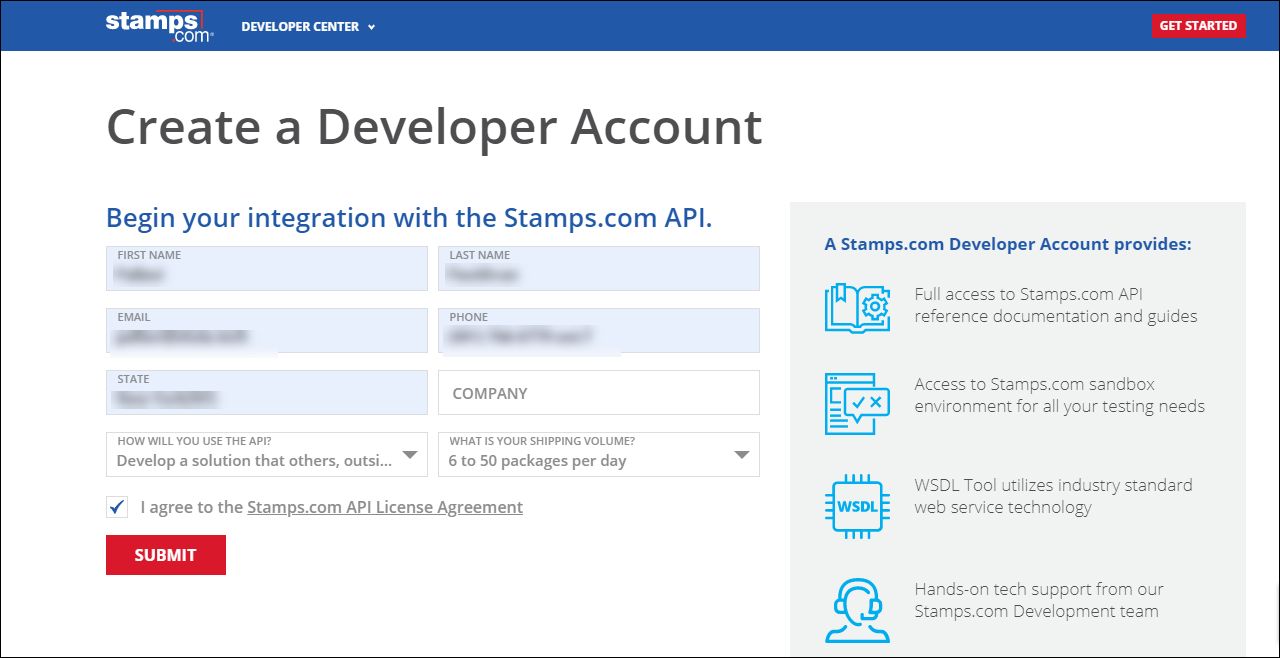 Obtain your Stamps.com Account Credentials | Create a stamps.com developer account