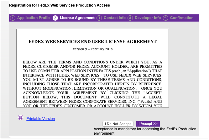 Obtain your FedEx Account Credentials | FedEx production access