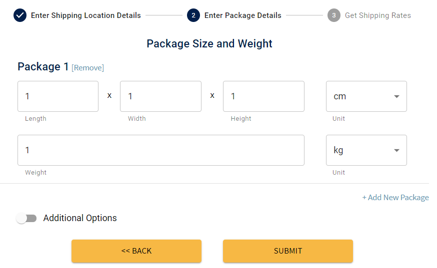 Shipping Calculator | Create packages