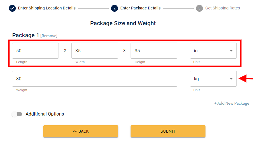How to calculate the cheapest way to ship large packages with a shipping calculator tool | enter the dimensions