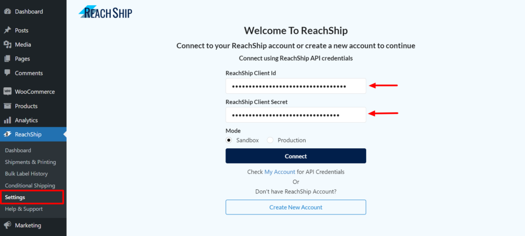 ReachShip - Onboarding (Connect to ReachShip API)
