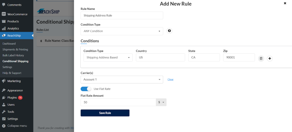 Conditional Shipping Based on Shipping Addresses