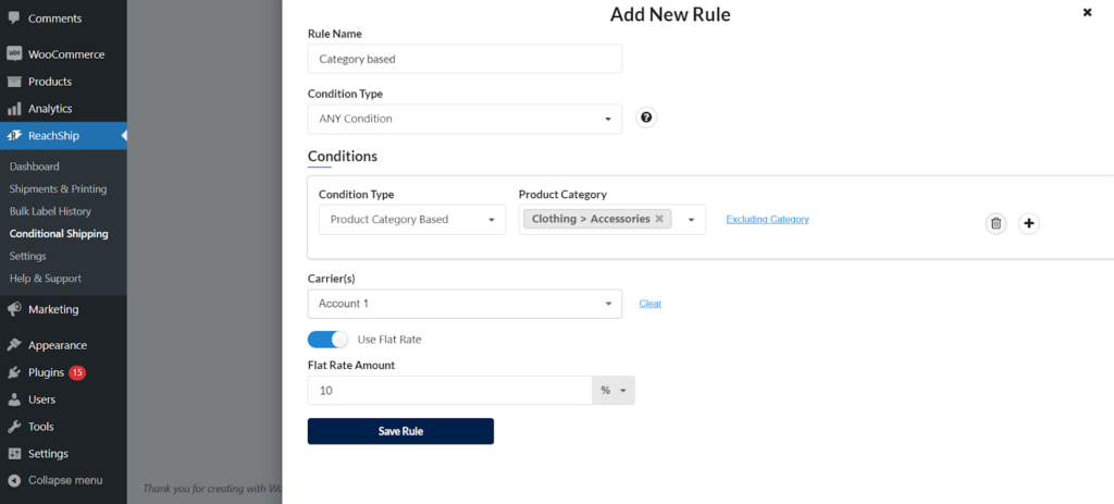 Conditional Shipping Based on Product Categories