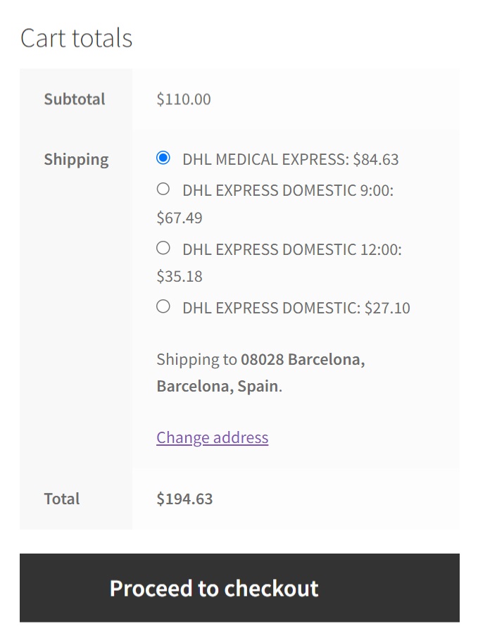 Real-Time Shipping Rates WooCommerce DHL Express