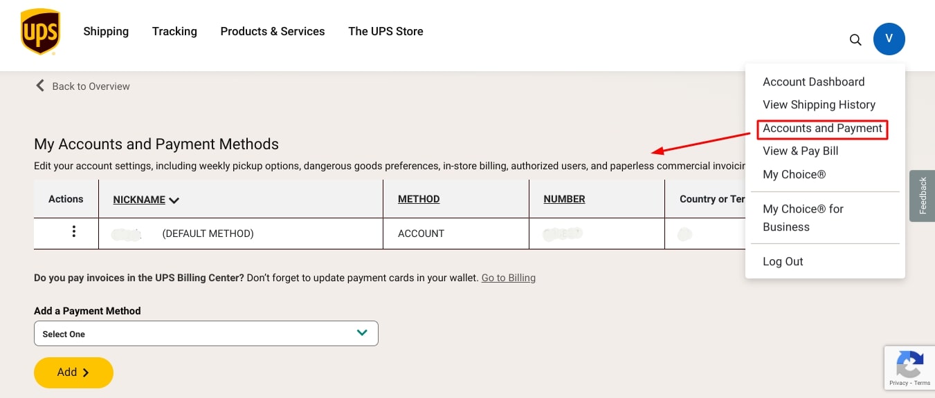 Get UPS Account Number