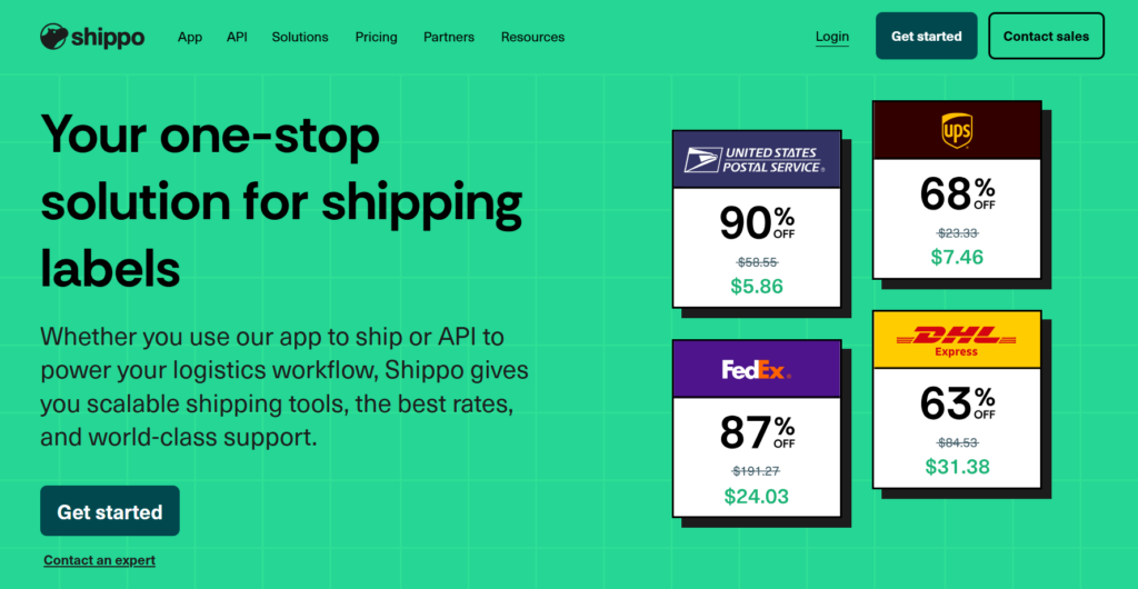 Shippo label creation and rates dashboard