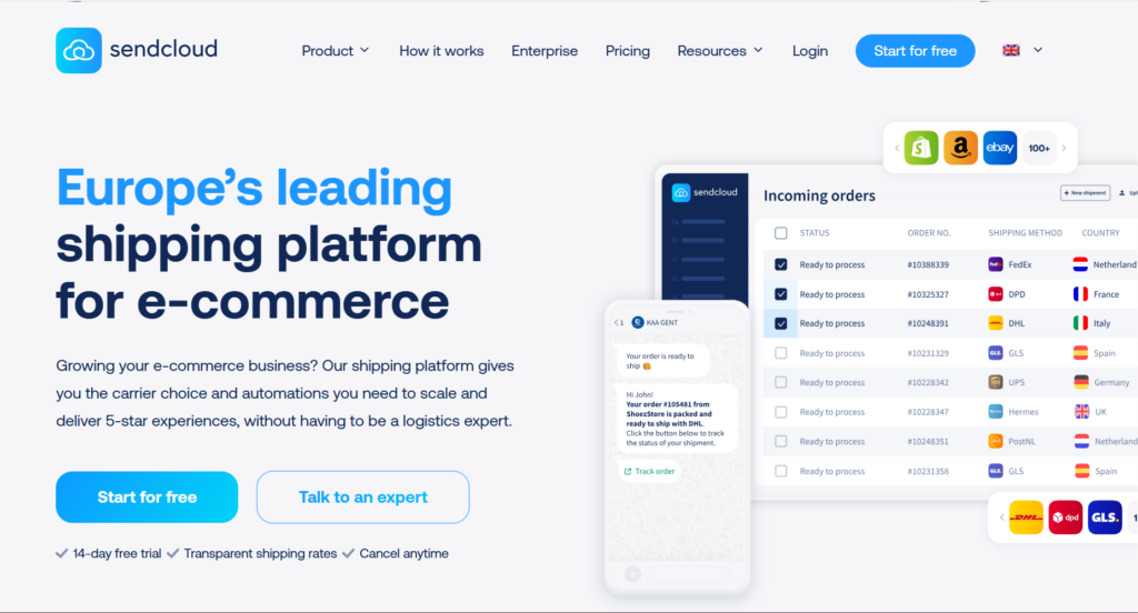 Sendcloud shipping automation page