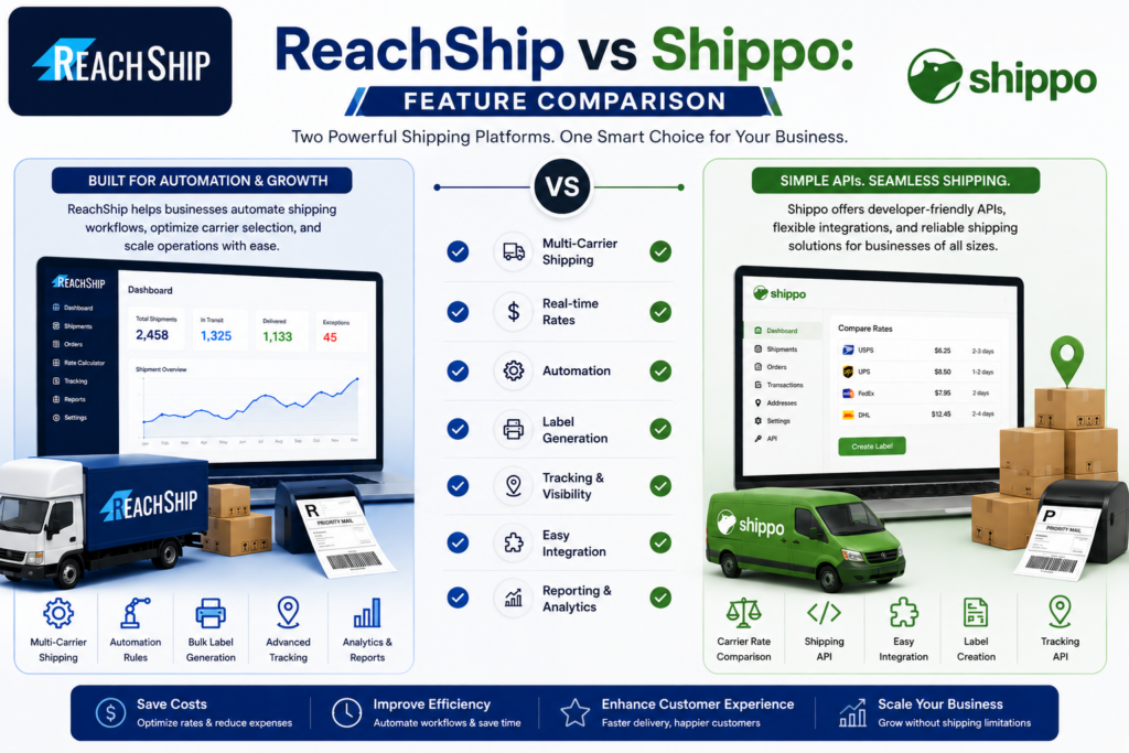 Reachship VS Shippo; Feature Comparison Side by Side. 
