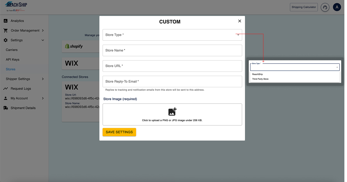 Custom Store in ReachShip