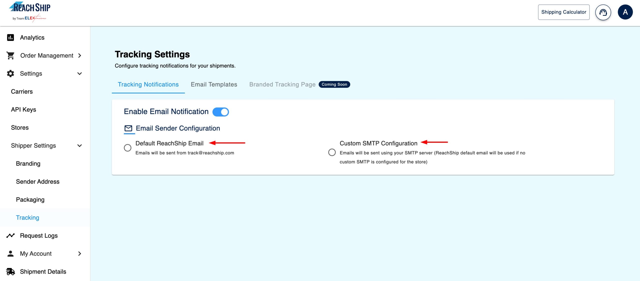 Tracking Notification Option for Pro Users