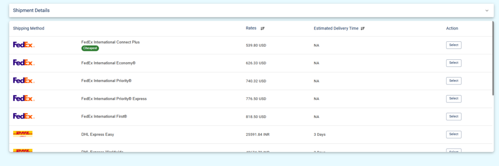 Show Rates using ReachShip Shipping Calculator
