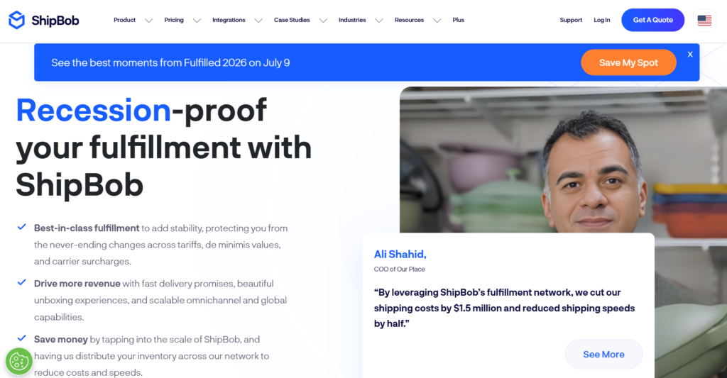 ShipBob dashboard page