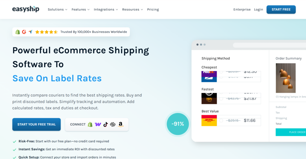 Easyship dashboard page