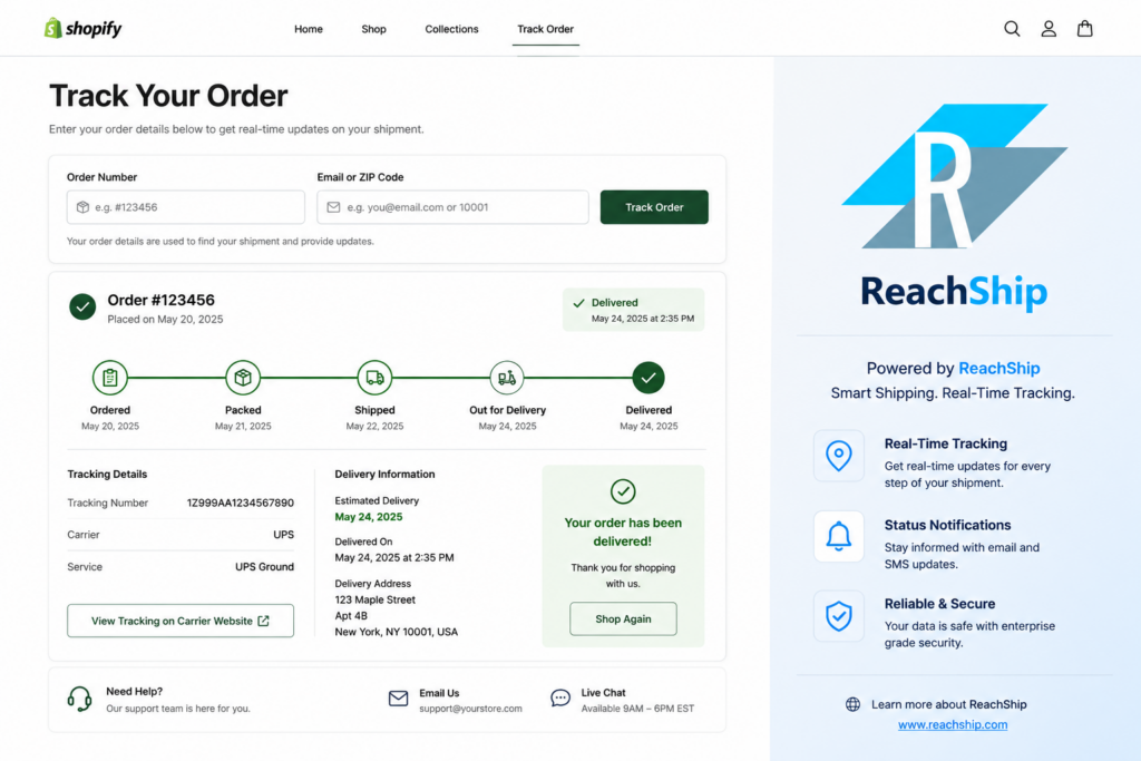 Shopify Order Tracking Page