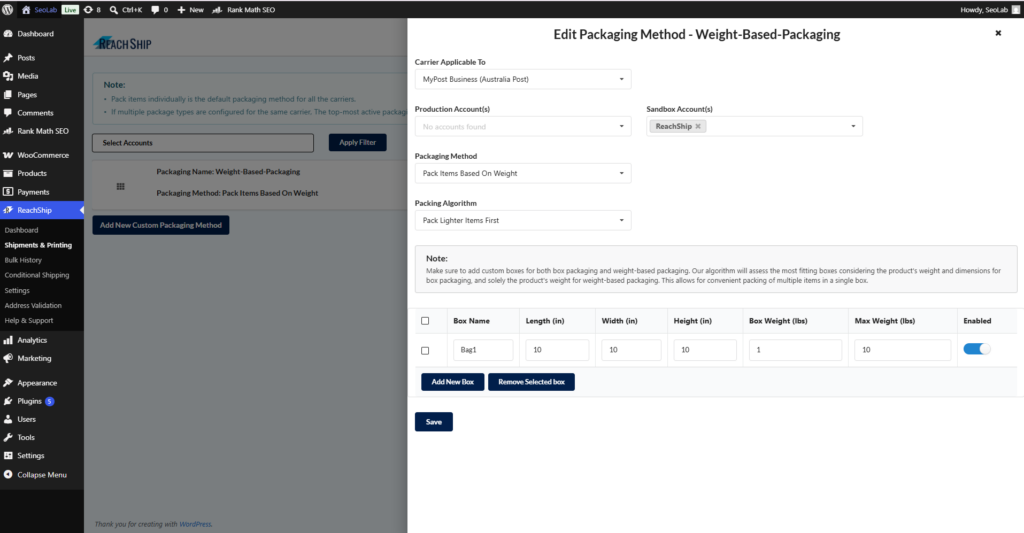 Pack Items Based On Weight